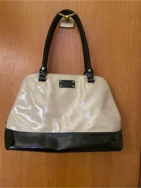 kate spade Cream and Black Patent Leather Satchel Bag